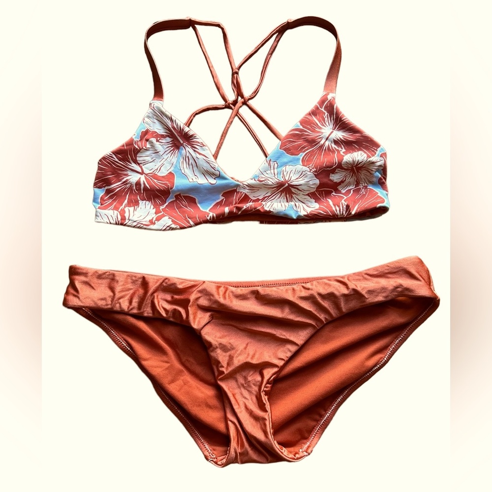NWOT brass colored bikini with reversible top S